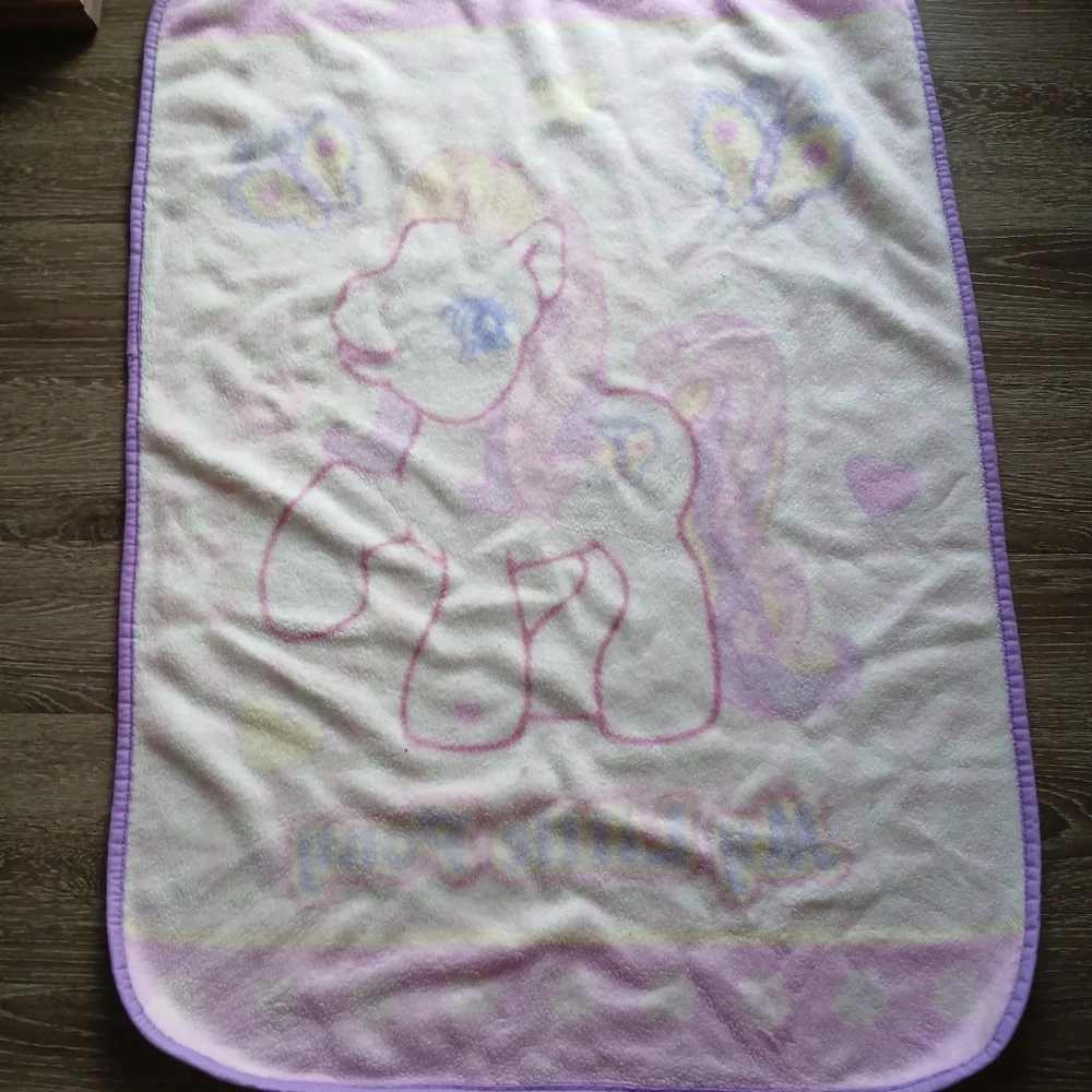 Vintage My Little Pony Pink and Purple Kids Blanket G3 Fluttershy - Picture 2 of 11